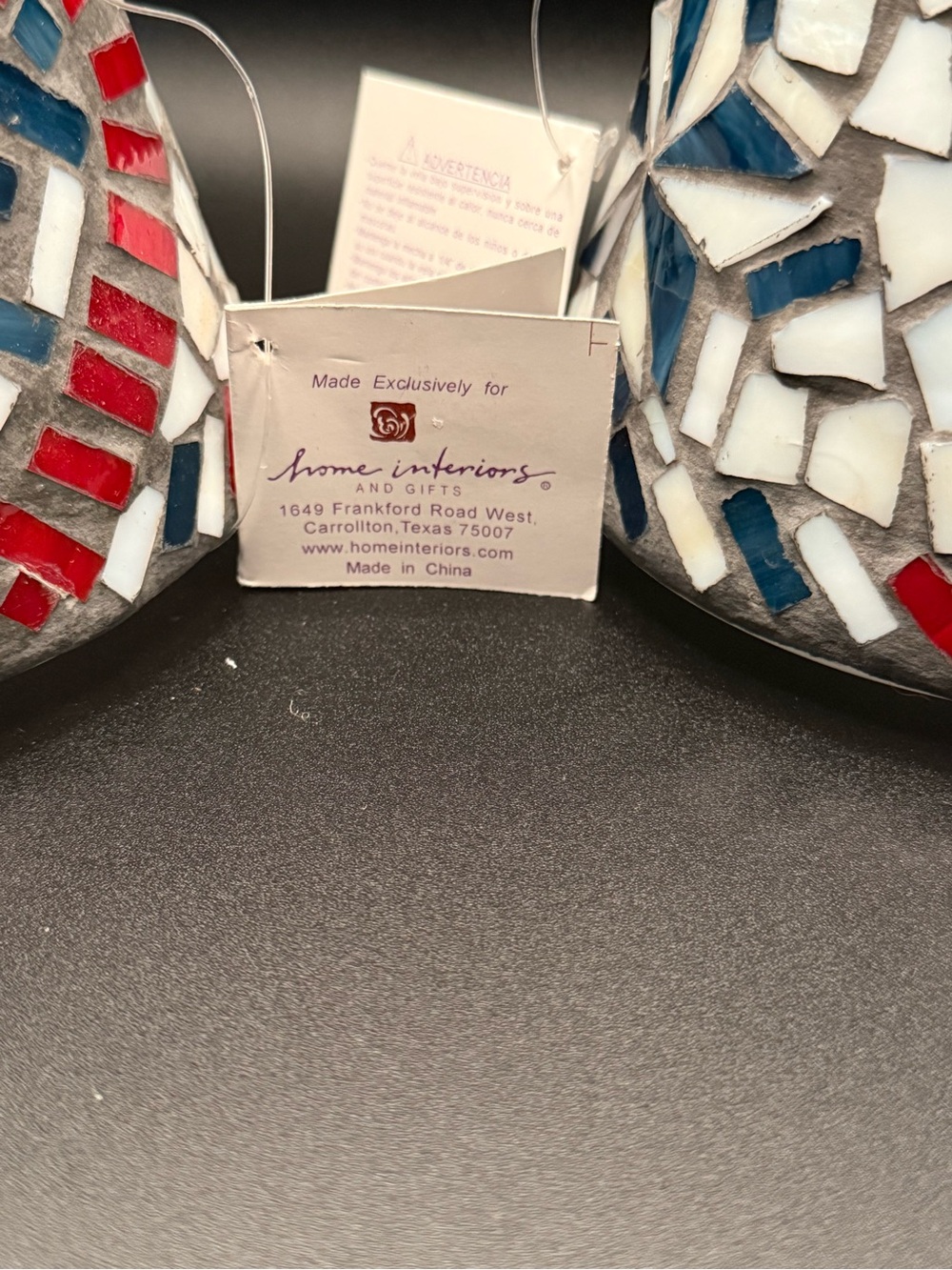 Home Interiors Mosaic Glass Patriotic Star Candle Shades Set of 2 - Picture 2 of 3